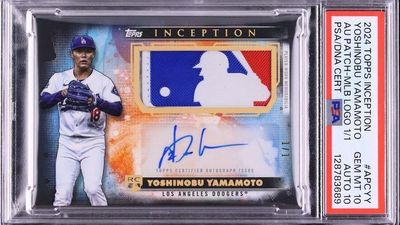 54 bids, 1 sale: Karl-Anthony Towns sells rare Yoshinobu Yamamoto MLB logo patch card for $72,000